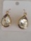 18 Ct Pear Shape Diamond Crystal Earrings Gold Overlay NEW