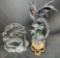 Dragon Statue on top of Skull with Jewel and Dragon etched In Glass Art Pacific Giftware