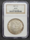 1889 Morgan silver dollar MS63 slabbed coin