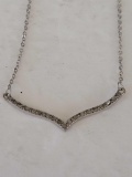 19 Natural Diamond Curved V Necklace NEW