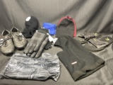 Assorted Clothing. Adidas Golf Shoes, And1 Flip Flops, Assorted Gloves, Beanies and Ski masks. Jean