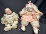 Vintage Bunny Rabbit and Baby Dolls