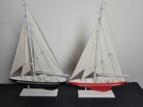 Wood Decorative Sail Boats 2 Units