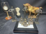 Home Decor, Ethan Allen Brass Horse, Michelangelo?s David Bust, Jazz Band Metal Statues and Mini