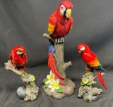 Colorful Resin Parrot Sculpture Figurine Lot