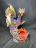 Large 15 Inch Dragon Statue and Candle Holder Medieval.