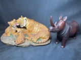 Tiger Scene Statue and Rhino Statue