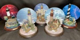Bradford Exchange Lighthouse Collector Plate Statues. Montauk Point, Cape Hatteras, Tial Watch,