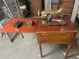 Vintage New Home Janine Light Running NHR Electric Rotary Sewing Machine with table