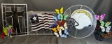 Stained Glass ART. NFL Chargers, American Flag, Butterflies, Chili Peppers