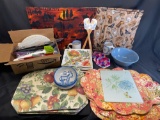 Kitchenware Lot. Flower Design Plates, Butterfly Design Spatulas, Cowboy Theme and Flower Theme