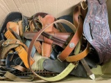 Lot Of Leather Gun Pistol Holster Belts and Other Leather Goods