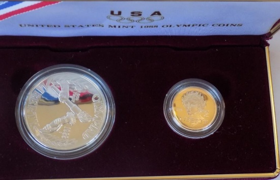 United States Gold Proof set 1988 .26oz Pure .999 fine gold + silver Dollar in original box