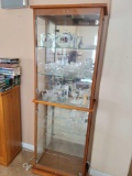 Wood Glass Curio cabinet w Crystal and Glassware included