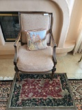 Antique chair small rug pillow