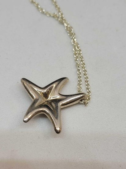 Tiffany Elsa Peretti Starfish Necklace 9.25 Silver
