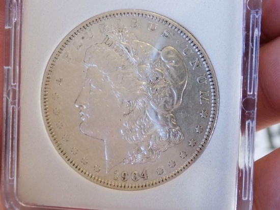 Morgan Silver Dollar 1904-P Rare Date Frosty UNC+++ Slabed Rare Coin