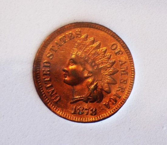 Indian Cent 1878 Gem BU Key Date Stunning full Liberty Bold Rainbow Red Brown color super rare coin
