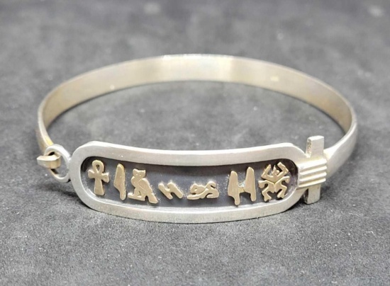 Gold and Silver Bracelet With Egypt Symbols