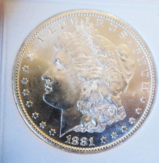 Morgan silver dollar 1881-S Gem BU Cameo DMPL Glassy Deep Mirrors Frosty white PQ