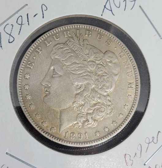 Morgan Silver Dollar 1891-P Au++ Nice Better date original beauty