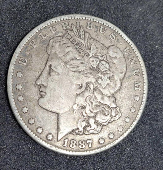 Morgan Silver Dollar 1887-P Average Circulation Silver Dollar 90% silver
