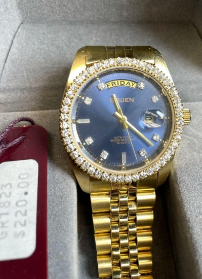 Gold Tone 12 Diamonds Genuine tests as 18k Mens Gruen Precision Watch 237-6M50