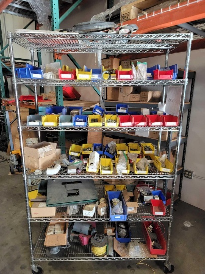 Cart Contents Full of Electrical Components, Hardware