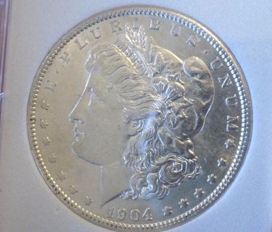 Morgan silver dollar 1904 p gem bu blazing frosty white rare date beauty