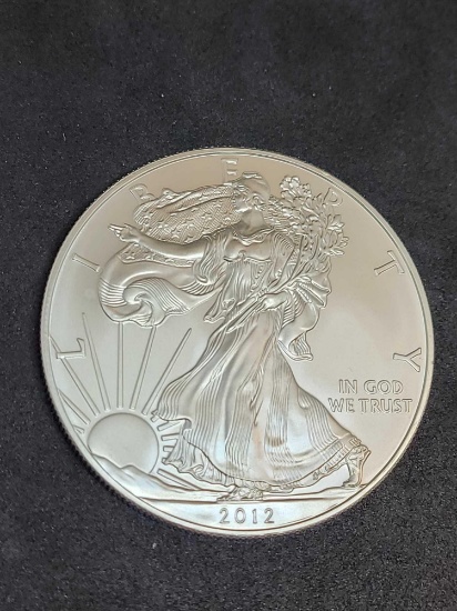 American silver eagle 2012 gem bu Frosty white 1 troy oz silver round in plastic case