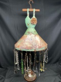 Dress Design Necklace and Jewelry organizer holder Peacock Design. Costume Jewelry