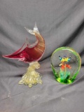 Glass Statues Marlin and Fish