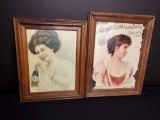 2 wooden framed vintage art pieces