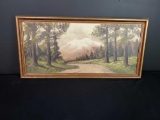 Framed art painting on wood