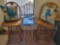 Pair of Spinning Wooden Chairs w/ Decorative Pillows and Stand