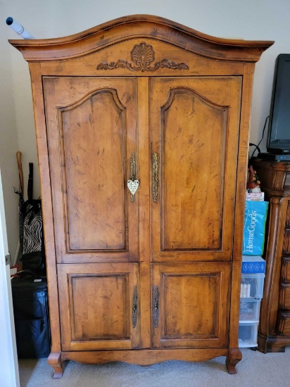 7ft Solid Cherry Wood Armoire 4 shelves and 6 drawers
