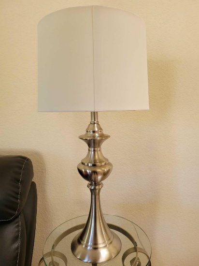 Pair of Brushed Steel Lamps
