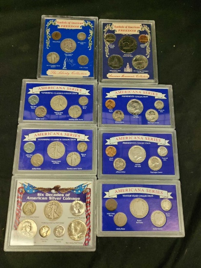 8 coin sets American Series, Symbols of American Freedom, six Decades of American silver coinage