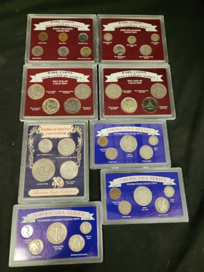 8 coin sets, Rare coins of the 20th Century series,