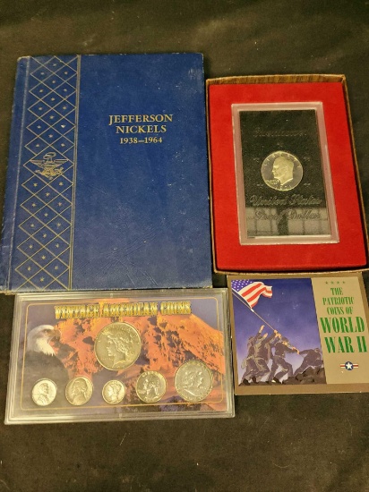 Jefferson Nickels, Esinhower silver dollar, ww2 coins