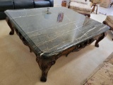 Huge Henredon Marble Top Coffee Table Heavy 60in x 53in 19in tall