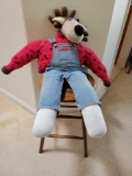 Mr. Moose Plushie W/ Wooden Stool