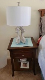 Nice Bedside Table has pull out tray and Lamp