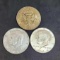 Kennedy silver half lot of 3 Frosty BU UNCS from roll with one major rainbow rev 1.5 face 90%