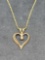 14k Pure yellow gold heart pendant with small diamond 2.16g