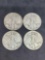 walking liberty silver half lot of 4 nice 90% coins better gradeds VF++