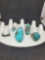 Native style sterling silver and turquoise rings 70.0g 5 rings