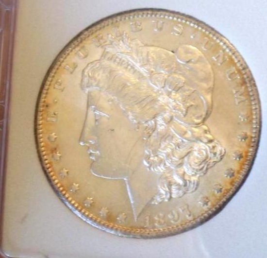 Morgan silver dollar 1897 s gem bu high grade toned wow coin key better date ms++++++
