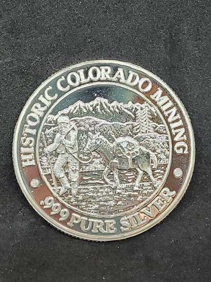 Colorado mining silver proof round .999 fine silver oz round perfect shape in plastic