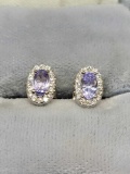 blue Tanzanite earrings white gold plate over sterling 2ct earth mind gem stone new designer